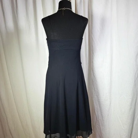 Liz Claiborne Black Chiffon Midi Dress – Women's XS/S - Picture 4 of 8